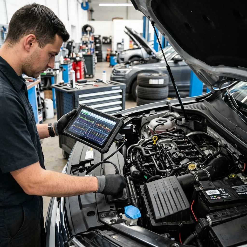 OBD scanner check engine diagnostic at Lambodar Motors Gota Ahmedabad