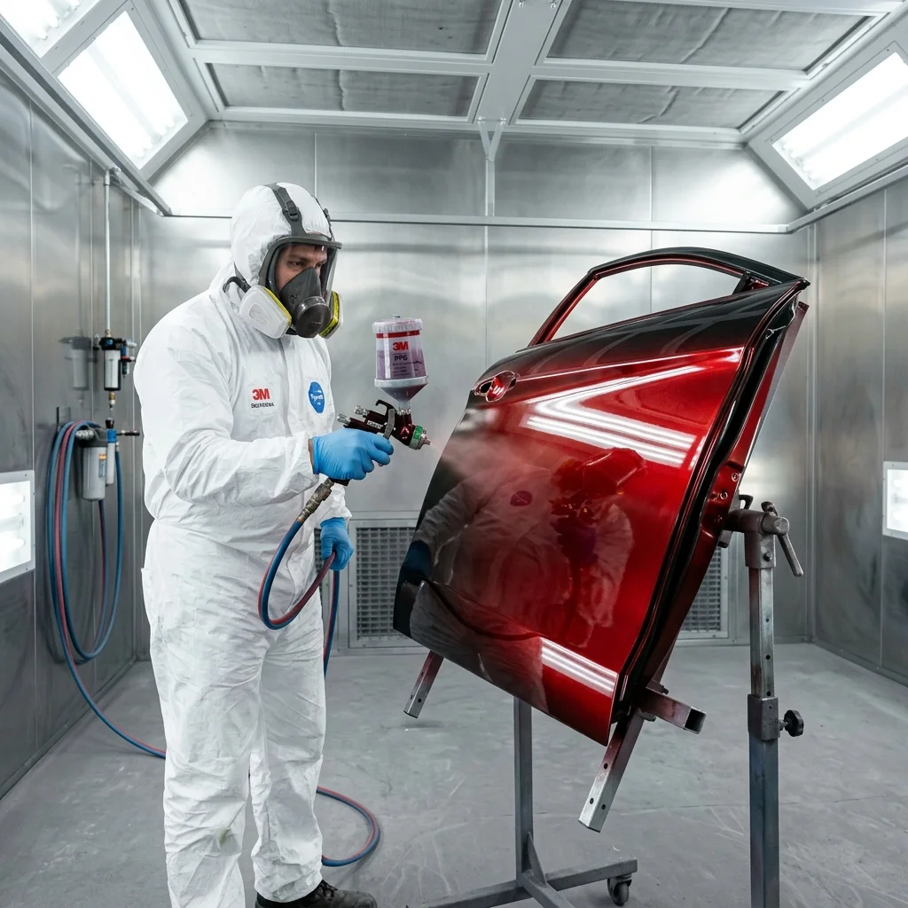 Car painting booth finish at Lambodar Motors Gota Ahmedabad